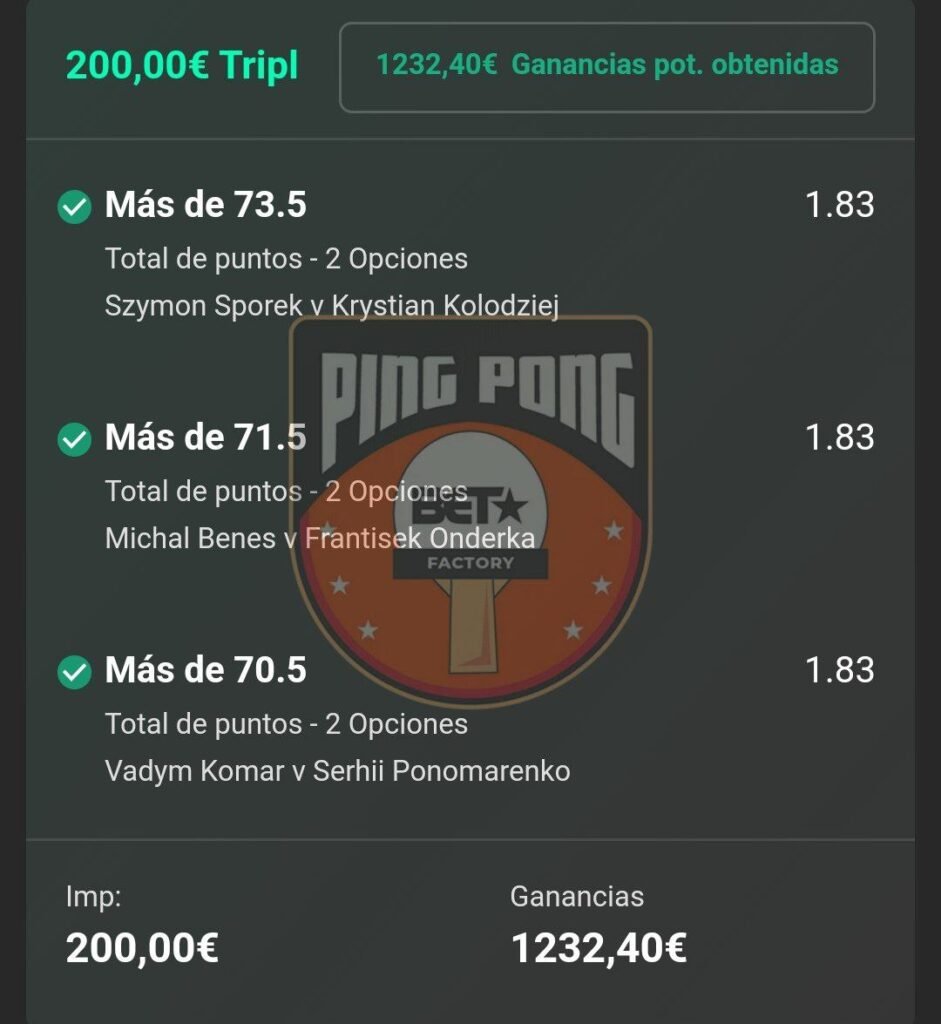 Apuesta Acertada Ping Pong Bet Factory 6